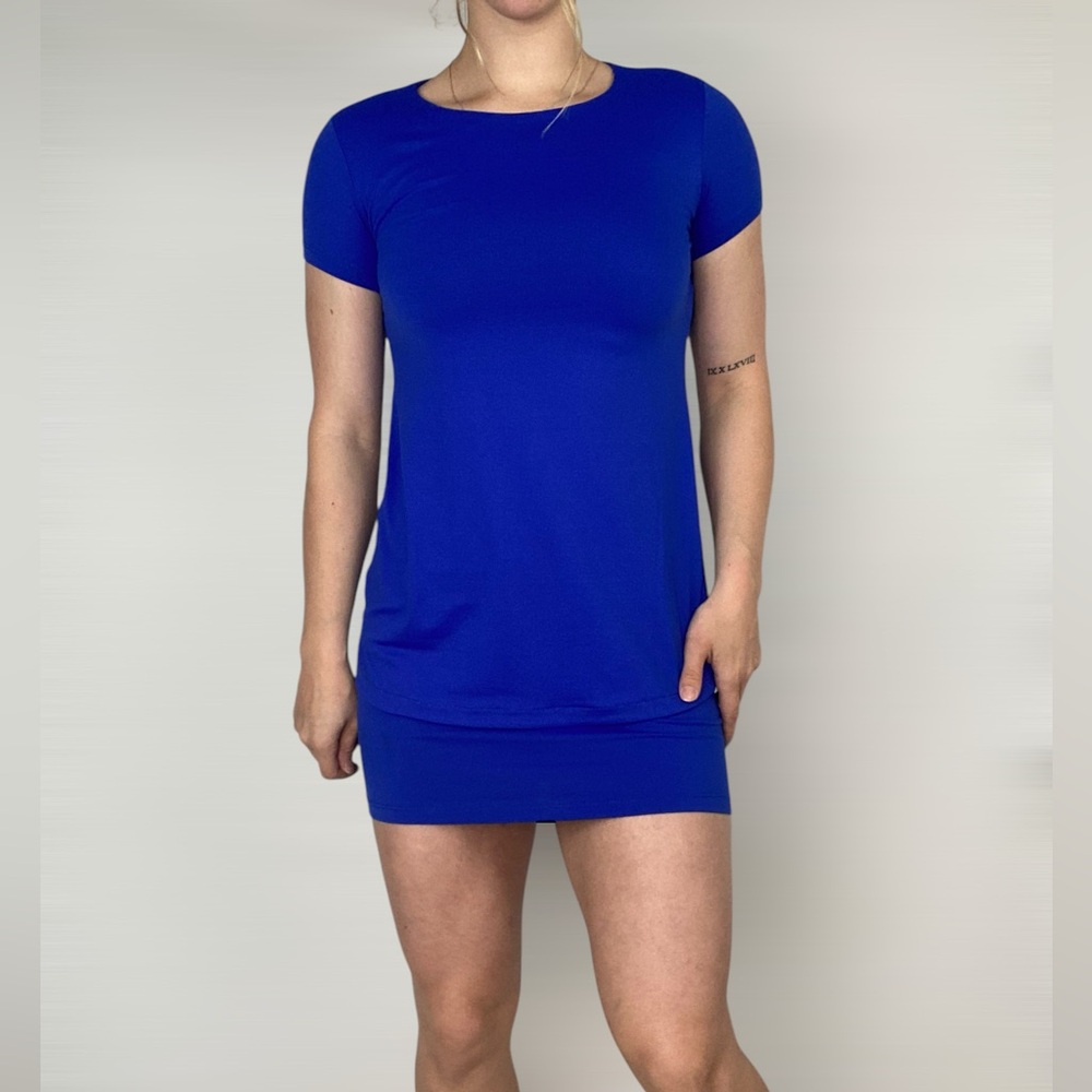 SUSANA MONACO Short Sleeve Shirt Dress Stretchy Minimal Mini - Picture 1 of 5